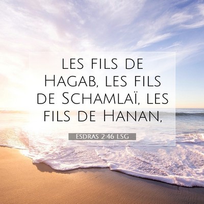 Picture 07 - Esdras 2:46 LSG - les fils de Hagab, les fils de Schamlaï, les - Bible Verse Picture