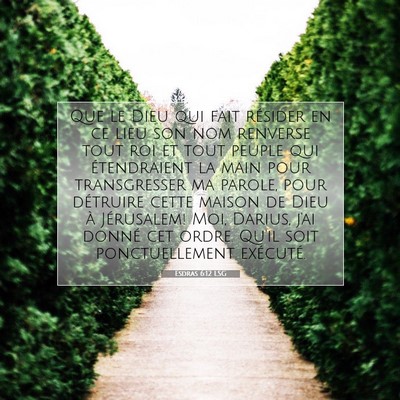 Picture 07 - Esdras 6:12 LSG - Que le Dieu qui fait résider en ce lieu son nom - Bible Verse Picture