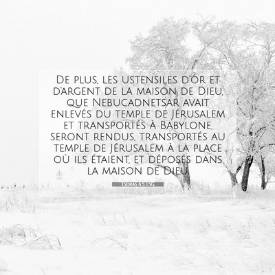 Picture 07 - Esdras 6:5 LSG - De plus, les ustensiles d'or et d'argent de la - Bible Verse Picture