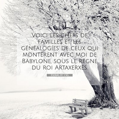 Picture 07 - Esdras 8:1 LSG - Voici les chefs de familles et les généalogies - Bible Verse Picture