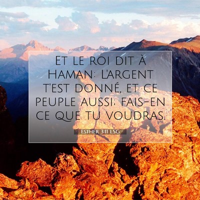 Picture 07 - Esther 3:11 LSG - Et le roi dit à Haman: L'argent t'est donné, et - Bible Verse Picture
