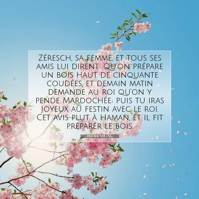 Picture 07 - Esther 5:14 LSG - Zéresch, sa femme, et tous ses amis lui dirent: - Bible Verse Picture