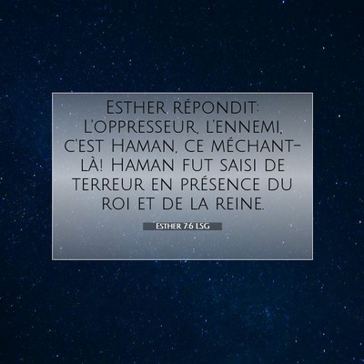 Picture 07 - Esther 7:6 LSG - Esther répondit: L'oppresseur, l'ennemi, c'est - Bible Verse Picture