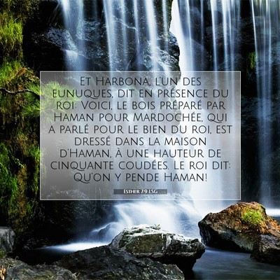 Picture 07 - Esther 7:9 LSG - Et Harbona, l'un des eunuques, dit en présence - Bible Verse Picture