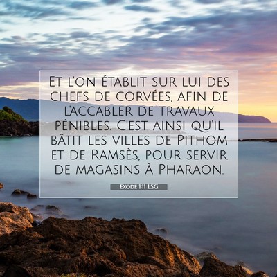 Picture 07 - Exode 1:11 LSG - Et l'on établit sur lui des chefs de corvées, - Bible Verse Picture