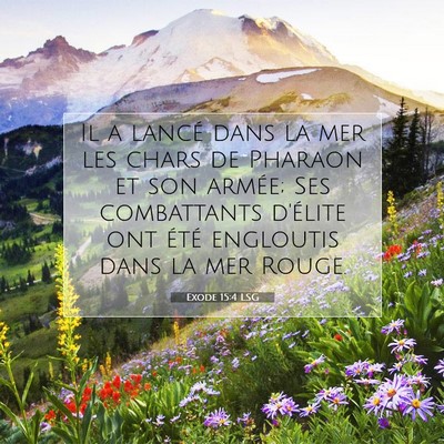 Picture 07 - Exode 15:4 LSG - Il a lancé dans la mer les chars de Pharaon et - Bible Verse Picture