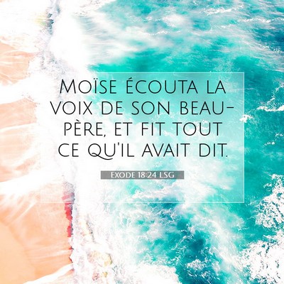 Picture 07 - Exode 18:24 LSG - Moïse écouta la voix de son beau-père, et fit - Bible Verse Picture