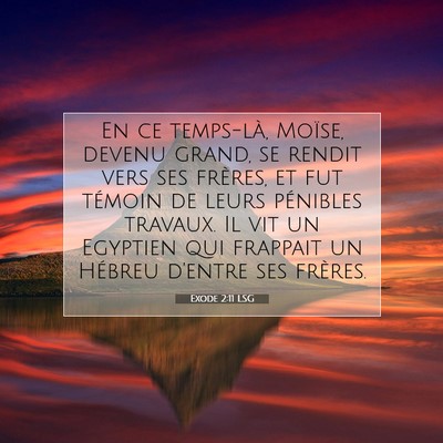 Picture 07 - Exode 2:11 LSG - En ce temps-là, Moïse, devenu grand, se rendit - Bible Verse Picture