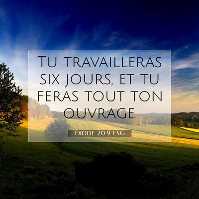 Picture 07 - Exode 20:9 LSG - Tu travailleras six jours, et tu feras tout ton - Bible Verse Picture