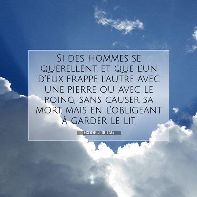Picture 07 - Exode 21:18 LSG - Si des hommes se querellent, et que l'un d'eux - Bible Verse Picture