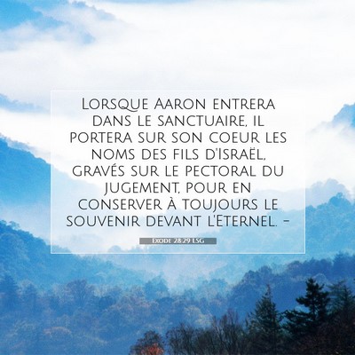 Picture 07 - Exode 28:29 LSG - Lorsque Aaron entrera dans le sanctuaire, il - Bible Verse Picture