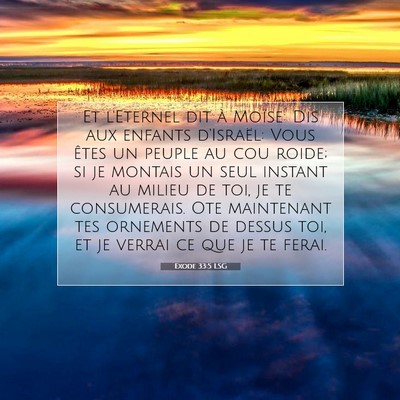 Picture 07 - Exode 33:5 LSG - Et l'Eternel dit à Moïse: Dis aux enfants - Bible Verse Picture