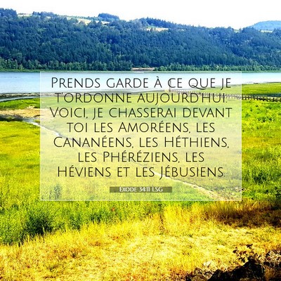 Picture 07 - Exode 34:11 LSG - Prends garde à ce que je t'ordonne aujourd'hui. - Bible Verse Picture