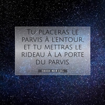 Picture 07 - Exode 40:8 LSG - Tu placeras le parvis à l'entour, et tu mettras - Bible Verse Picture