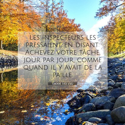 Picture 07 - Exode 5:13 LSG - Les inspecteurs les pressaient, en disant: - Bible Verse Picture
