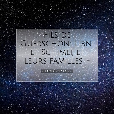 Picture 07 - Exode 6:17 LSG - Fils de Guerschon: Libni et Schimeï, et leurs - Bible Verse Picture