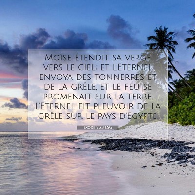 Picture 07 - Exode 9:23 LSG - Moïse étendit sa verge vers le ciel; et - Bible Verse Picture