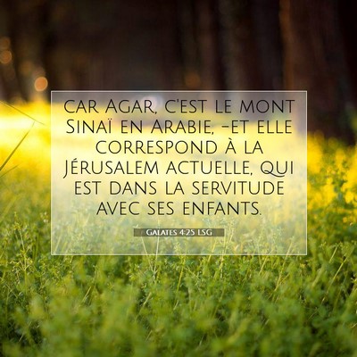 Picture 07 - Galates 4:25 LSG - car Agar, c'est le mont Sinaï en Arabie, -et - Bible Verse Picture