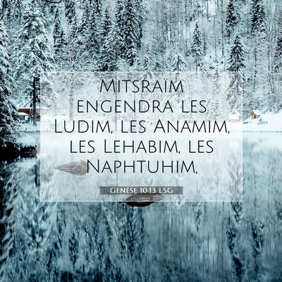 Picture 07 - Genèse 10:13 LSG - Mitsraïm engendra les Ludim, les Anamim, les - Bible Verse Picture