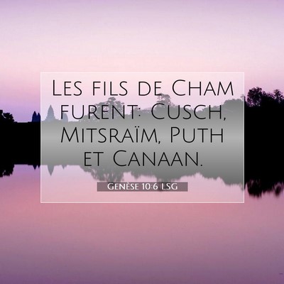 Picture 07 - Genèse 10:6 LSG - Les fils de Cham furent: Cusch, Mitsraïm, Puth - Bible Verse Picture