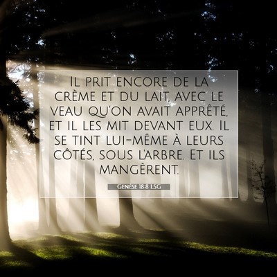 Picture 07 - Genèse 18:8 LSG - Il prit encore de la crème et du lait, avec le - Bible Verse Picture