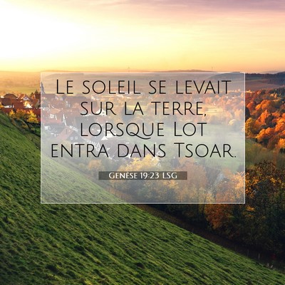 Picture 07 - Genèse 19:23 LSG - Le soleil se levait sur la terre, lorsque Lot - Bible Verse Picture