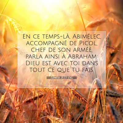 Picture 07 - Genèse 21:22 LSG - En ce temps-là, Abimélec, accompagné de Picol, - Bible Verse Picture