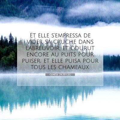 Picture 07 - Genèse 24:20 LSG - Et elle s'empressa de vider sa cruche dans - Bible Verse Picture