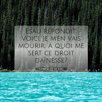 Picture 07 - Genèse 25:32 LSG - Esaü répondit: Voici, je m'en vais mourir; à - Bible Verse Picture