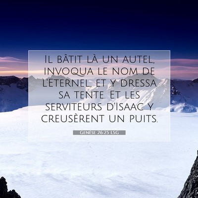 Picture 07 - Genèse 26:25 LSG - Il bâtit là un autel, invoqua le nom de - Bible Verse Picture