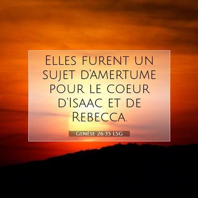 Picture 07 - Genèse 26:35 LSG - Elles furent un sujet d'amertume pour le coeur - Bible Verse Picture