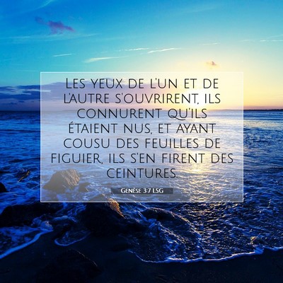 Picture 07 - Genèse 3:7 LSG - Les yeux de l'un et de l'autre s'ouvrirent, ils - Bible Verse Picture