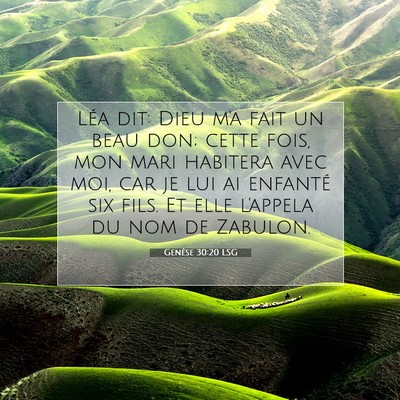 Picture 07 - Genèse 30:20 LSG - Léa dit: Dieu m'a fait un beau don; cette fois, - Bible Verse Picture