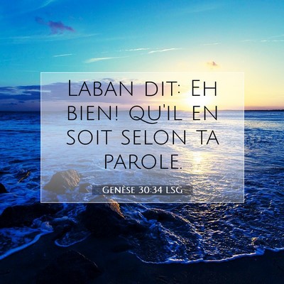 Picture 07 - Genèse 30:34 LSG - Laban dit: Eh bien! qu'il en soit selon ta - Bible Verse Picture