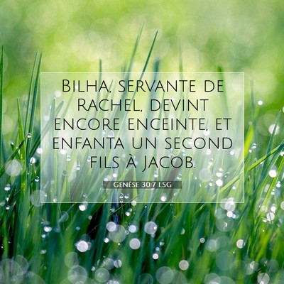 Picture 07 - Genèse 30:7 LSG - Bilha, servante de Rachel, devint encore - Bible Verse Picture