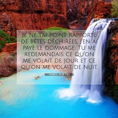 Picture 07 - Genèse 31:39 LSG - Je ne t'ai point rapporté de bêtes déchirées, - Bible Verse Picture