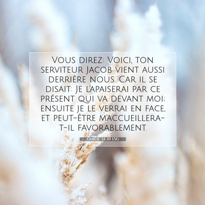 Picture 07 - Genèse 32:20 LSG - Vous direz: Voici, ton serviteur Jacob vient - Bible Verse Picture