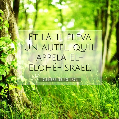Picture 07 - Genèse 33:20 LSG - Et là, il éleva un autel, qu'il appela - Bible Verse Picture