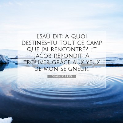 Picture 07 - Genèse 33:8 LSG - Esaü dit: A quoi destines-tu tout ce camp que - Bible Verse Picture
