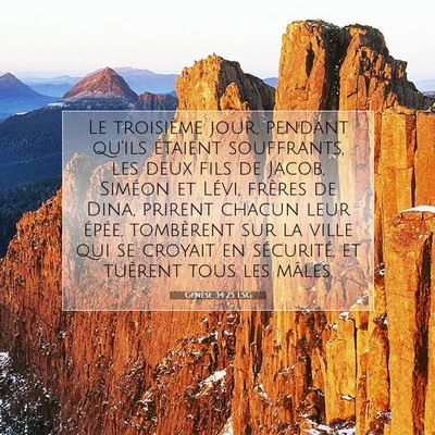 Picture 07 - Genèse 34:25 LSG - Le troisième jour, pendant qu'ils étaient - Bible Verse Picture