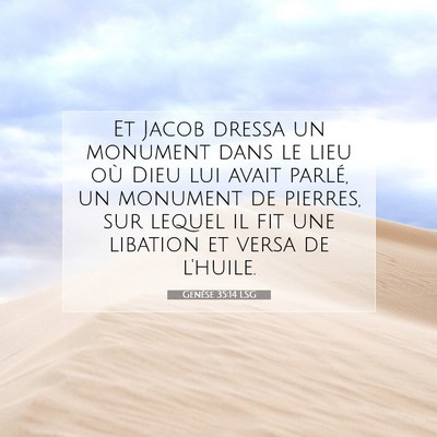 Picture 07 - Genèse 35:14 LSG - Et Jacob dressa un monument dans le lieu où Dieu - Bible Verse Picture
