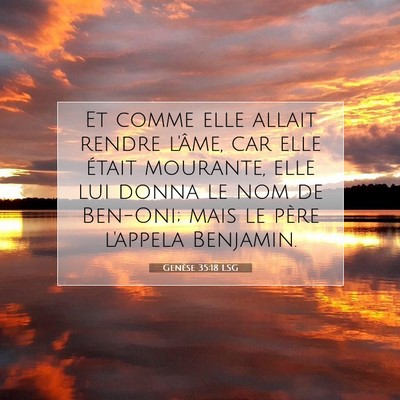Picture 07 - Genèse 35:18 LSG - Et comme elle allait rendre l'âme, car elle - Bible Verse Picture