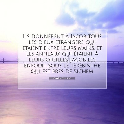 Picture 07 - Genèse 35:4 LSG - Ils donnèrent à Jacob tous les dieux étrangers - Bible Verse Picture