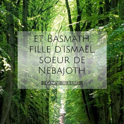 Picture 07 - Genèse 36:3 LSG - et Basmath, fille d'Ismaël, soeur de - Bible Verse Picture