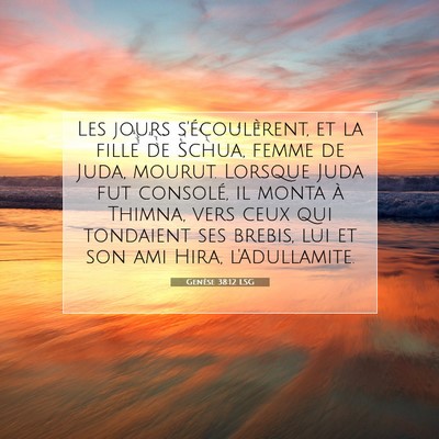 Picture 07 - Genèse 38:12 LSG - Les jours s'écoulèrent, et la fille de Schua, - Bible Verse Picture