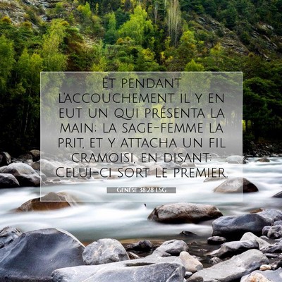Picture 07 - Genèse 38:28 LSG - Et pendant l'accouchement il y en eut un qui - Bible Verse Picture