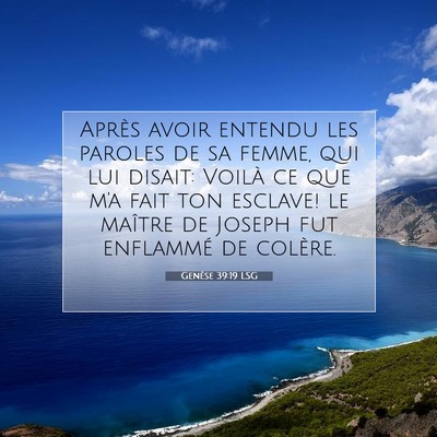 Picture 07 - Genèse 39:19 LSG - Après avoir entendu les paroles de sa femme, qui - Bible Verse Picture