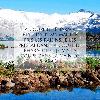 Picture 07 - Genèse 40:11 LSG - La coupe de Pharaon était dans ma main. Je pris - Bible Verse Picture