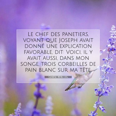 Picture 07 - Genèse 40:16 LSG - Le chef des panetiers, voyant que Joseph avait - Bible Verse Picture