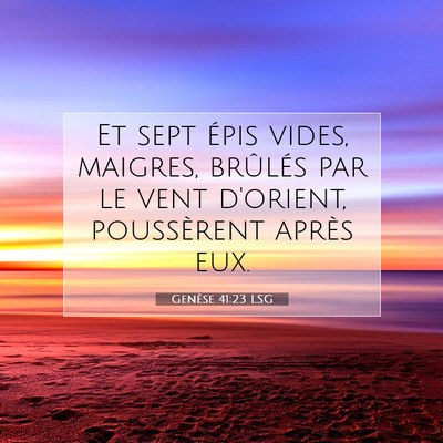 Picture 07 - Genèse 41:23 LSG - Et sept épis vides, maigres, brûlés par le - Bible Verse Picture